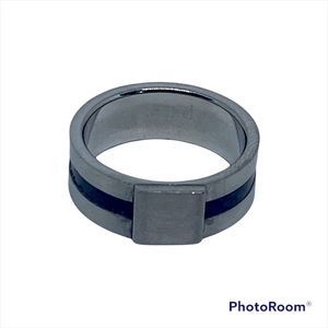 Stainless Steel Black Inlay Men’s Unisex Ring Wedding Band Size 8